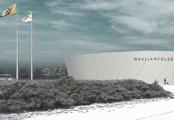 Taip turėtų atrodyti naujoji arena. Projektą „Sūkurys“, laimėjusį pirmą vietą, sukūrė UAB „Tiksli forma“.