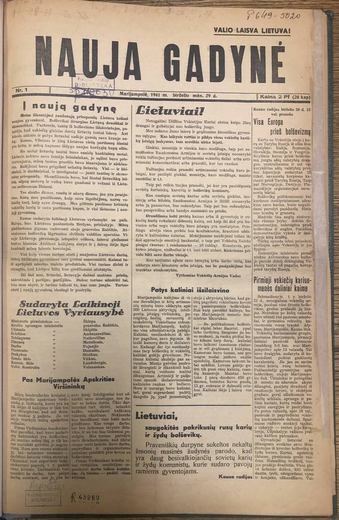 Taip atrodė to meto laikraštis.